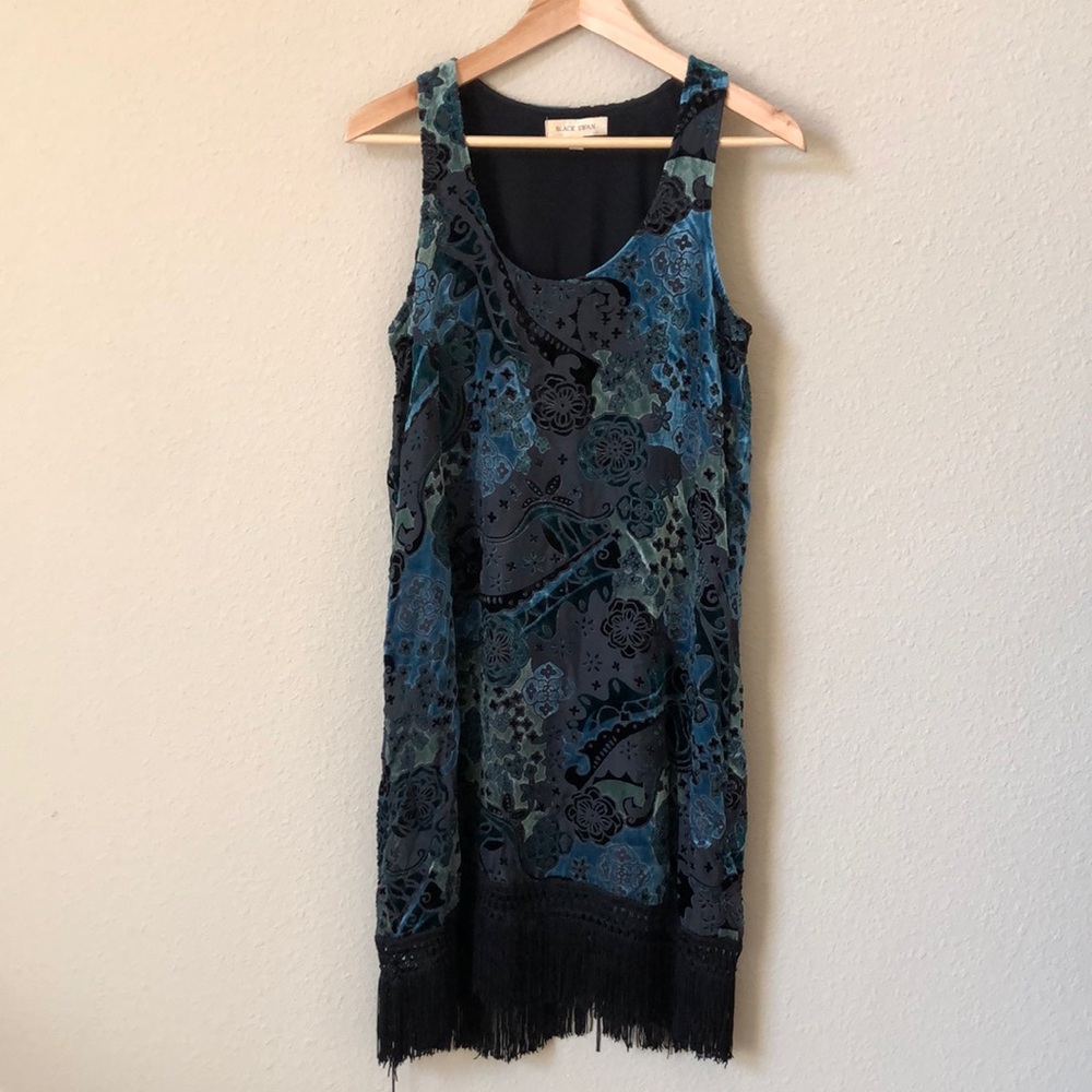 Black Swan Velvet Patterned Shift Dress size M